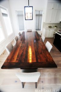 reclaimed wood trestle table, HD, HD Threshing Floor, HD Threshing Floor Furniture, Reinink, barnwood, recycled wood table, rustic wood table, epoxy, resin, Toronto, Ontario