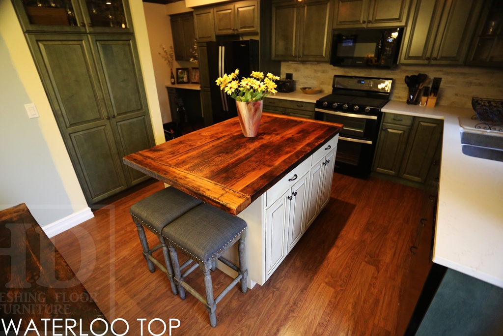 custom reclaimed wood island top, island top, barnwood island, reclaimed wood top, epoxy, hemlock, barnwood, live edge, HD Threshing Floor Furniture, HD Threshing, cottage island top, cottage