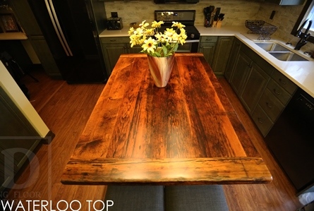 custom reclaimed wood island top, island top, barnwood island, reclaimed wood top, epoxy, hemlock, barnwood, live edge, HD Threshing Floor Furniture, HD Threshing, cottage island top, cottage