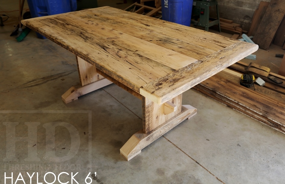 trestle table, reclaimed wood trestle table, HD Threshing, HD Threshing Floor Furniture, epoxy, Oakville, Ontario, live edge, farmhouse, cottage table, reclaimed wood tables Ontario