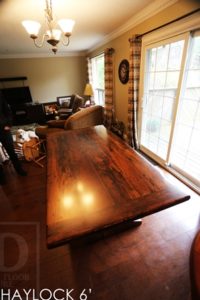 trestle table, reclaimed wood trestle table, HD Threshing, HD Threshing Floor Furniture, epoxy, Oakville, Ontario, live edge, farmhouse, cottage table, reclaimed wood tables Ontario