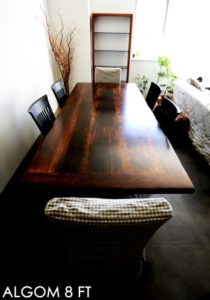 reclaimed wood table, farmhouse table, epoxy, hemlock barnwood, rustic furniture, cottage furniture Ontario, Toronto