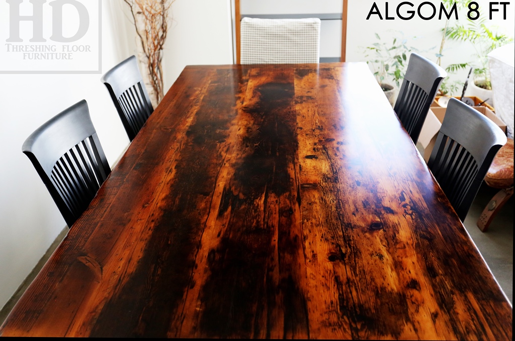 reclaimed wood table, farmhouse table, epoxy, hemlock barnwood, rustic furniture, cottage furniture Ontario, Toronto