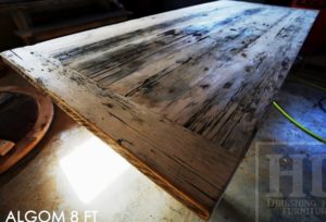 reclaimed wood table, farmhouse table, epoxy, hemlock barnwood, rustic furniture, cottage furniture Ontario, Toronto