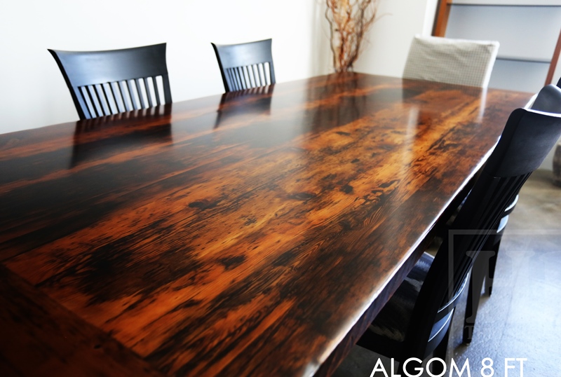 reclaimed wood table, farmhouse table, epoxy, hemlock barnwood, rustic furniture, cottage furniture Ontario, Toronto