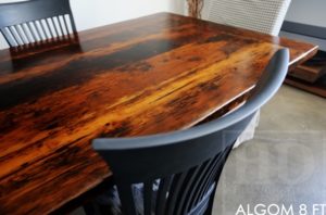 reclaimed wood table, farmhouse table, epoxy, hemlock barnwood, rustic furniture, cottage furniture Ontario, Toronto