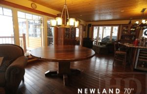 reclaimed wood round table, pedestal table, barn board table, rustic cottage table, Ontario, Dorset, epoxy, HD Threshing Floor Furniture, hemlock