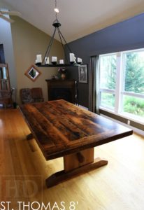 reclaimed wood table St. Thomas, Ontario, St. Thomas, Farmhouse Table Ontario, Epoxy, Resin, barnwood edges, recycled wood table, thick top table, trestle table, mennonite,, solid wood table