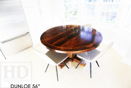 round table, reclaimed wood round table, reclaimed wood furniture, custom table Toronto, barnwood table, mennonite furniture, hand-hewn beam