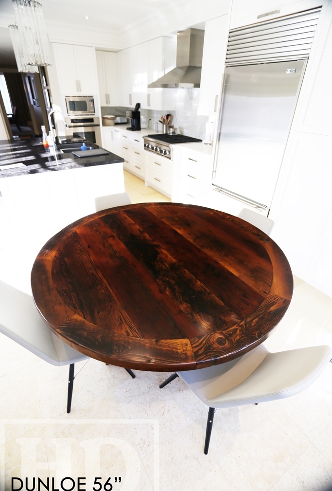 round table, reclaimed wood round table, reclaimed wood furniture, custom table Toronto, barnwood table, mennonite furniture