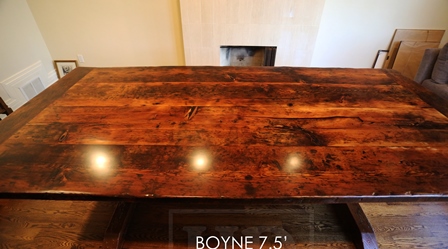 reclaimed wood furniture Burlington, Ontario, harvest table, rustic table, live edge, hemlock barnwood table, epoxy finish, Gerald Reinink 
