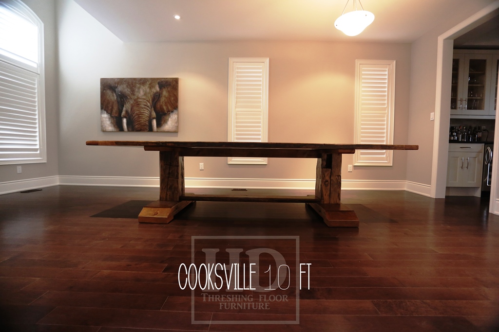 reclaimed wood pedestal table Aurora Ontario, mennonite furniture, mennonite table, reclaimed wood furniture, epoxy, Gerald Reinink, HD Threshing, HD Threshing Floor Furniture, aurora, ontario, farmhouse tables Ontario, harvest tables Toronto