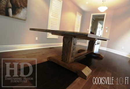 reclaimed wood pedestal table Aurora Ontario, mennonite furniture, mennonite table, reclaimed wood furniture, epoxy, Gerald Reinink, HD Threshing, HD Threshing Floor Furniture, aurora, ontario, farmhouse tables Ontario, harvest tables Toronto
