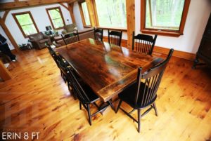 cottage table Erin Ontario, reclaimed wood table Ontario, mennonite furniture, amish furniture, epoxy, HD Threshing, HD Threshing Floor Furniture, wormy maple chairs, threshing floor furniture, threshing floor table, rustic table