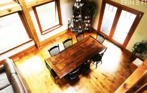 cottage table Erin Ontario, reclaimed wood table Ontario, mennonite furniture, amish furniture, epoxy, HD Threshing, HD Threshing Floor Furniture, wormy maple chairs, threshing floor furniture, threshing floor table, rustic table