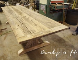 reclaimed wood table Collingwood, Ontario, sawbuck table, HD Threshing, HD Threshing Floor Furniture, mennonite furniture, amish furniture, rustic wood tables Ontario, cottage furniture Ontario, reclaimed wood furniture, sawbuck
