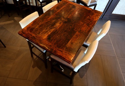 restaurant tables Ontario,reclaimed wood restaurant tables, bar table tops Ontario, reclaimed wood bar table tops, restaurant table tops, epoxy, resin, epoxy finish, resin, HD Threshing, HD Threshing Floor Furniture