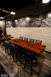 restaurant table tops Ontario, restaurant tables, reclaimed wood restaurant tables, commercial reclaimed wood furniture, epoxy, HD Threshing, HD Threshing Floor Furniture, restaurant, bistro tables