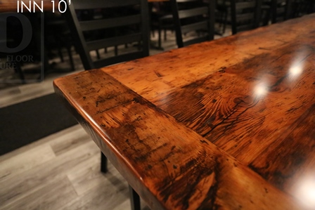 restaurant table tops Ontario, restaurant tables, reclaimed wood restaurant tables, commercial reclaimed wood furniture, epoxy, HD Threshing, HD Threshing Floor Furniture, restaurant, bistro tables