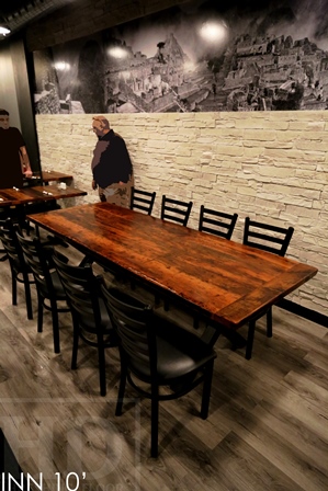 restaurant table tops Ontario, restaurant tables, reclaimed wood restaurant tables, commercial reclaimed wood furniture, epoxy, HD Threshing, HD Threshing Floor Furniture, restaurant, bistro tables