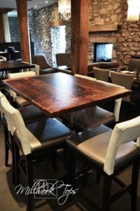 restaurant tables Ontario, restaurant tops, reclaimed wood restaurant tables Ontario, HD Threshing, HD Threshing Floor Furniture, barnwood, hemlock, epoxy