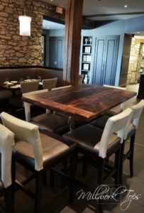 restaurant tables Ontario, restaurant tops, reclaimed wood restaurant tables Ontario, HD Threshing, HD Threshing Floor Furniture, barnwood, hemlock, epoxy