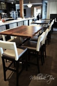 restaurant tables Ontario, restaurant tops, reclaimed wood restaurant tables Ontario, HD Threshing, HD Threshing Floor Furniture, barnwood, hemlock, epoxy