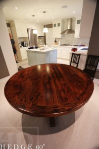 round table, round tables Ontario, reclaimed wood tables Ontario, reclaimed wood furniture London, rustic round table, Mennonite furniture, cedar