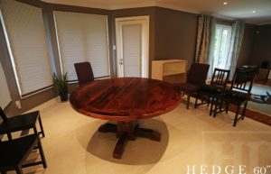 round table, round tables Ontario, reclaimed wood tables Ontario, reclaimed wood furniture London, rustic round table, Mennonite furniture, cedar