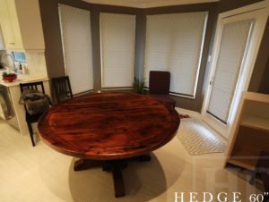 round table, round tables Ontario, reclaimed wood tables Ontario, reclaimed wood furniture London, rustic round table, Mennonite furniture, cedar