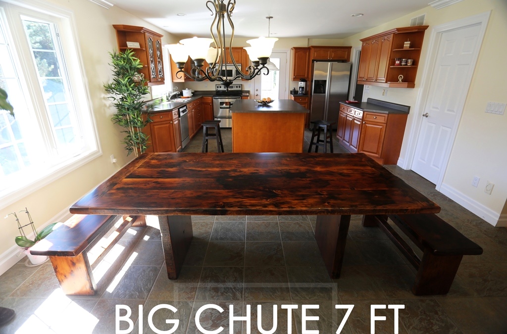 reclaimed wood farmhouse table Big Chute Ontario, Big Chute, reclaimed wood table, HD Threshing, HD Threshing Floor Furniture, epoxy, resin, Gerald Reinink, mennonite furniture, amish furniture, solid wood table, live edge