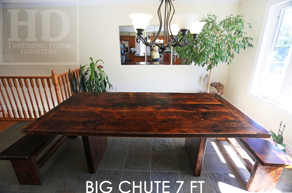 reclaimed wood farmhouse table Big Chute Ontario, Big Chute, reclaimed wood table, HD Threshing, HD Threshing Floor Furniture, epoxy, resin, Gerald Reinink, mennonite furniture, amish furniture, solid wood table, live edge