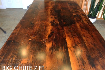 reclaimed wood farmhouse table Big Chute Ontario, Big Chute, reclaimed wood table, HD Threshing, HD Threshing Floor Furniture, epoxy, resin, Gerald Reinink, mennonite furniture, amish furniture, solid wood table, live edge