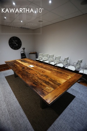 reclaimed wood table Ontario, boardroom table Ontario, epoxy, resin, HD Threshing, HD Threshing Floor Furniture, live edge, solid wood furniture, mennonite furniture, barnwood table, rustic wood table, metal base table, conference tables