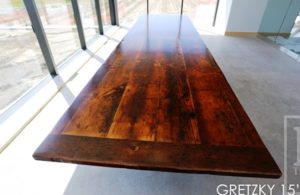 winery table, reclaimed wood tables Ontario, commercial reclaimed wood table, Wayne Gretzky Estates Winery, wine table, epoxy, resin, rustic winery furniture, reclaimed wood restaurant table, boardroom tables Ontario, conference tables Ontario, reclaimed wood metal base table