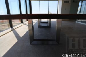 winery table, reclaimed wood tables Ontario, commercial reclaimed wood table, Wayne Gretzky Estates Winery, wine table, epoxy, resin, rustic winery furniture, reclaimed wood restaurant table, boardroom tables Ontario, conference tables Ontario, reclaimed wood metal base table