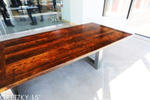 winery table, reclaimed wood tables Ontario, commercial reclaimed wood table, Wayne Gretzky Estates Winery, wine table, epoxy, resin, rustic winery furniture, reclaimed wood restaurant table, boardroom tables Ontario, conference tables Ontario, reclaimed wood metal base table