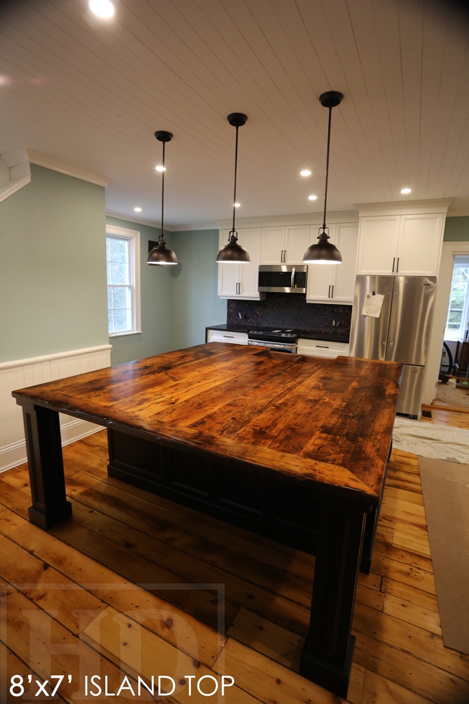 reclaimed wood island top, Cambridge, Ontario, rustic island top, mennonite furniture, reclaimed wood top, island top, farmhouse millwork, recycled wood furniture