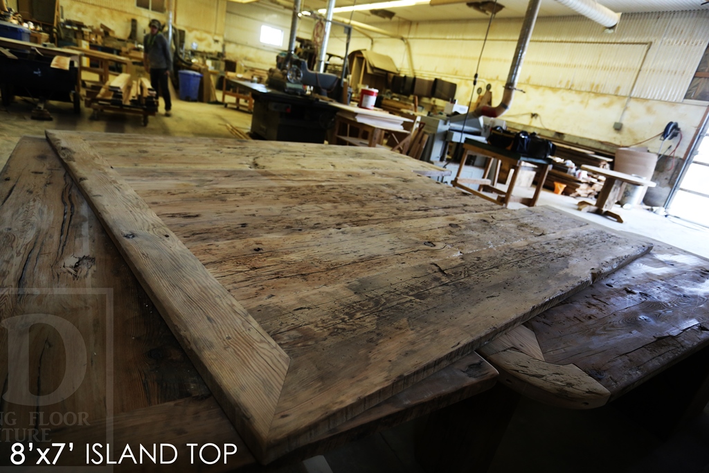 reclaimed wood island top, Cambridge, Ontario, rustic island top, mennonite furniture, reclaimed wood top, island top, farmhouse millwork, recycled wood furniture