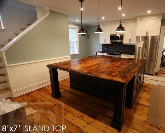 reclaimed wood island top, Cambridge, Ontario, rustic island top, mennonite furniture, reclaimed wood top, island top, farmhouse millwork, recycled wood furniture