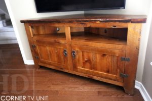 reclaimed wood corner cabinet, reclaimed wood furniture Ontario, rustic entertainment unit, lee valley hardware, HD Threshing, HD Threshing Floor Furniture, mennonite furniture Ontario, rustic cabinet, farmhouse style, country style, recycled wood furniture