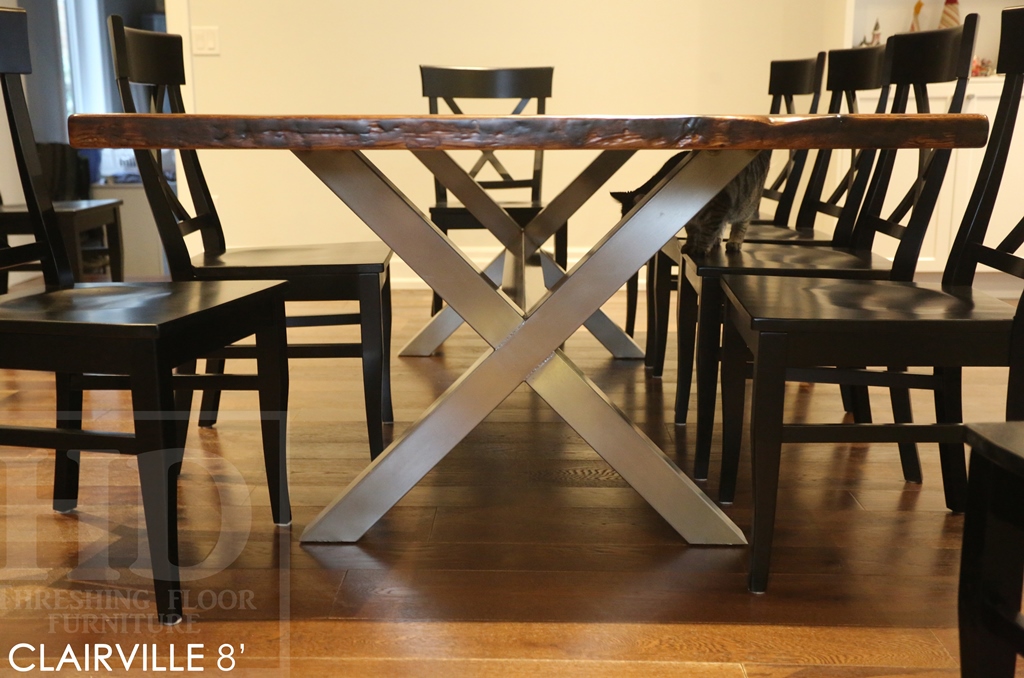 metal base reclaimed wood table, barnwood table, solid wood furniture, mennonite furniture, epoxy, resin, reclaimed hemlock table, recycled wood table, rustic furniture, rustic cottage table, distressed wood table, mennonite furniture Cambridge