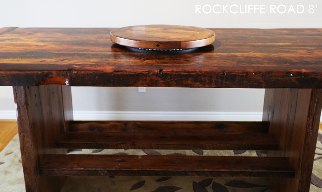 custom bar height reclaimed wood table, Ontario, rustic furniture, mennonite furniture