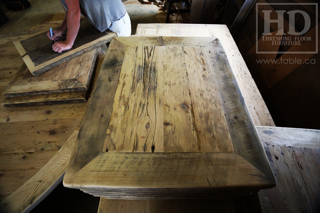 Ontario barnwood table tops, custom tops, HD Threshing Floor Furniture, rustic, distressed wood top, Gerald Reinink, mennonite furniture