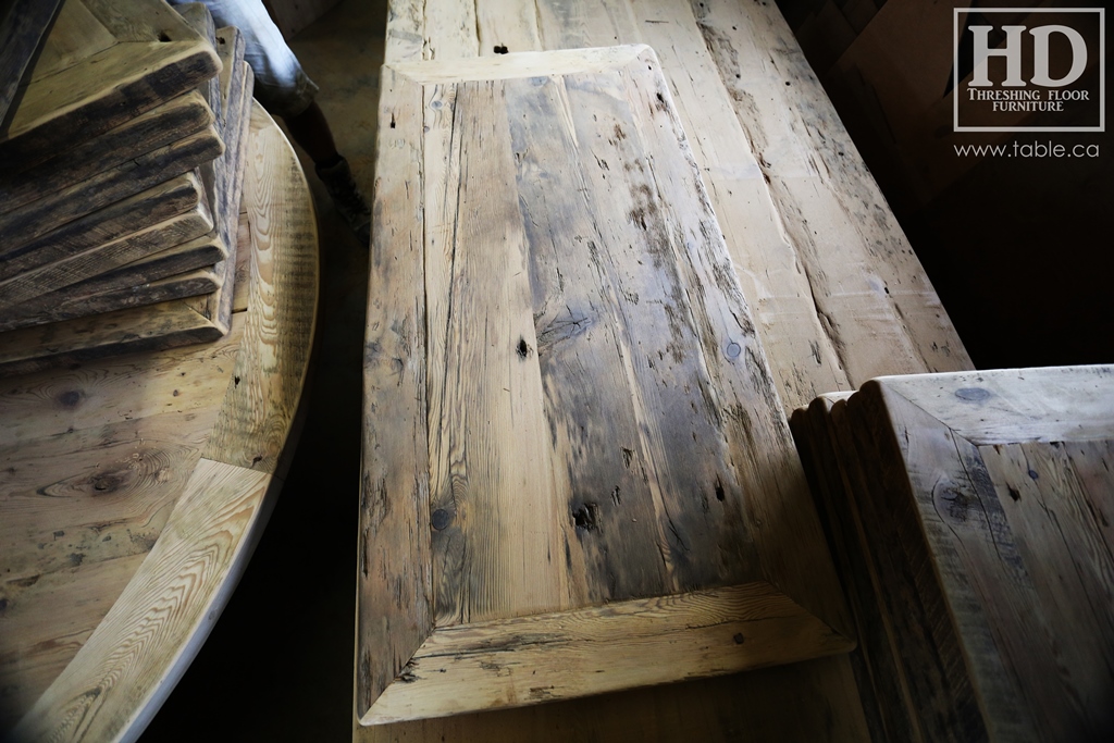 Ontario barnwood table tops, custom tops, HD Threshing Floor Furniture, rustic, distressed wood top, Gerald Reinink, mennonite furniture