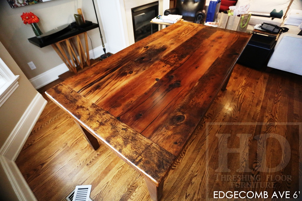 reclaimed wood table Toronto, custom table Toronto, mennonite furniture, epoxy, Gerald Reinink, HD Threshing, HD Threshing Floor Furniture, recycled wood furniture, recycled wood table, solid wood furniture, farmhouse table, harvest tables Toronto