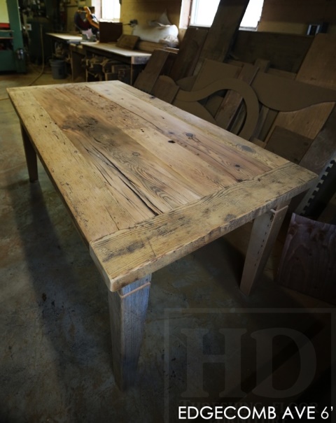 reclaimed wood table Toronto, custom table Toronto, mennonite furniture, epoxy, Gerald Reinink, HD Threshing, HD Threshing Floor Furniture, recycled wood furniture, recycled wood table, solid wood furniture, farmhouse table, harvest tables Toronto