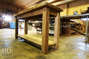reclaimed wood console table, reclaimed wood sofa table, reclaimed wood hall table, reclaimed wood table Ontario, mennonite furniture, custom reclaimed wood furniture, solid wood furniture Ontario, cottage furniture Ontario, farmhouse table