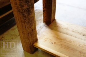 reclaimed wood console table, reclaimed wood sofa table, reclaimed wood hall table, reclaimed wood table Ontario, mennonite furniture, custom reclaimed wood furniture, solid wood furniture Ontario, cottage furniture Ontario, farmhouse table