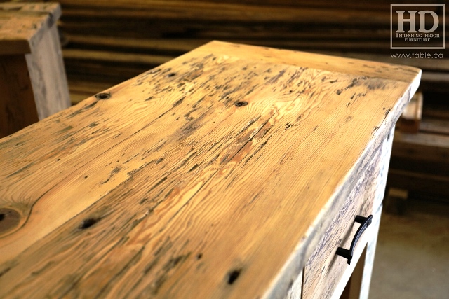 reclaimed wood console table, reclaimed wood sofa table, reclaimed wood hall table, reclaimed wood table Ontario, mennonite furniture, custom reclaimed wood furniture, solid wood furniture Ontario, cottage furniture Ontario, farmhouse table